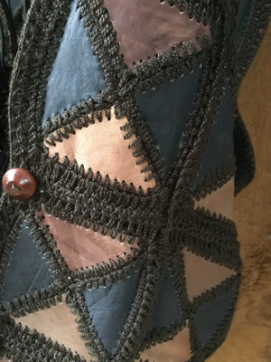 Vintage 1970’s Crochet Leather Vest