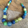 Blue Green Yellow Beaded Necklace