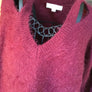 Love Stitch Maroon Fuzzy Sweater