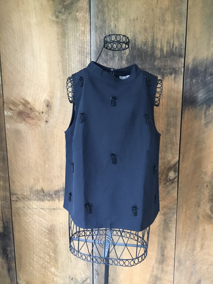 NWT Sleeveless Beaded Tassel Top
