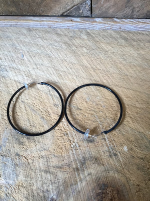 Large Black Hoop Earrings