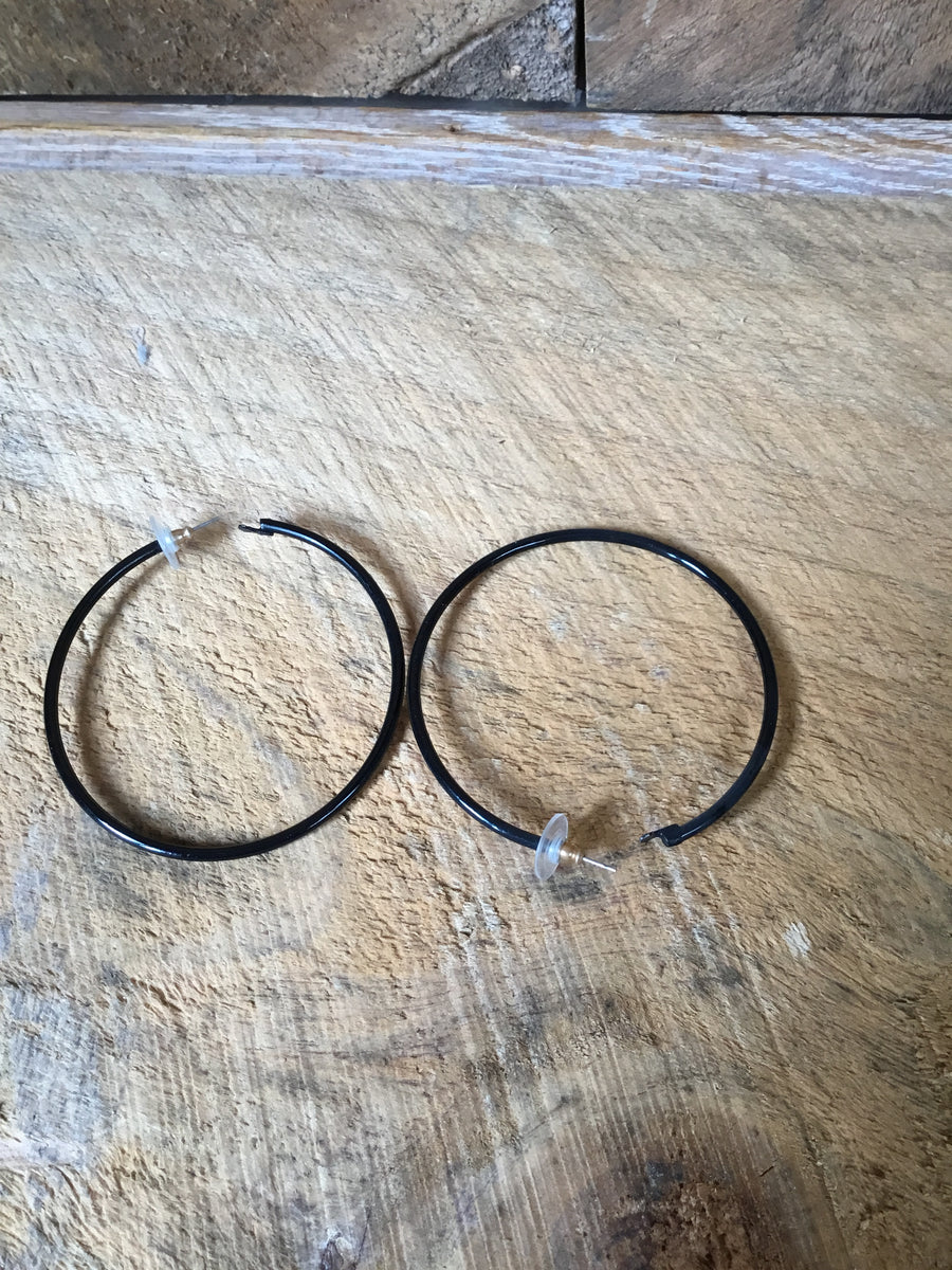 Large Black Hoop Earrings