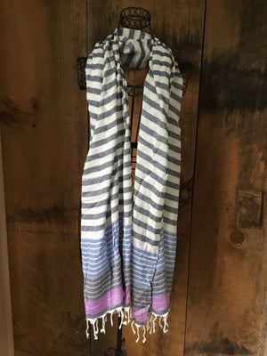 Pink & Blue Stripe Scarf