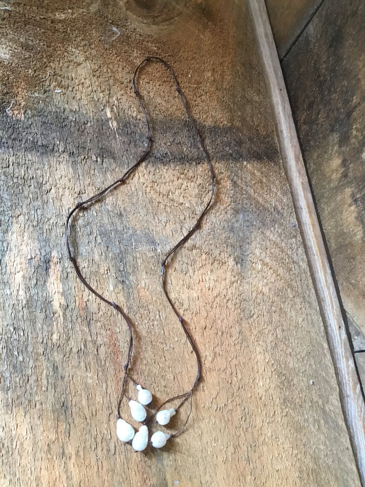 Freshwater Pearl Leather Necklace