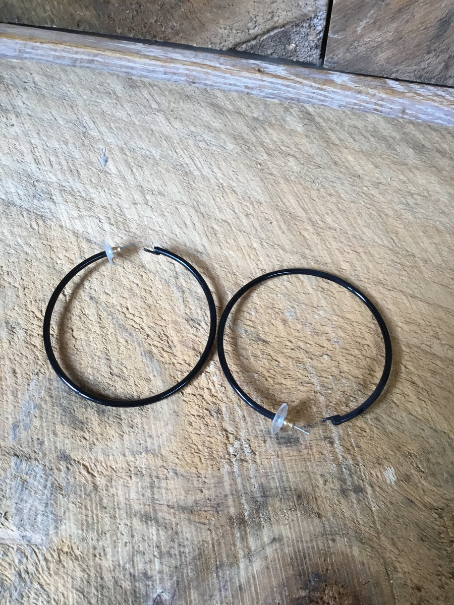 Large Black Hoop Earrings