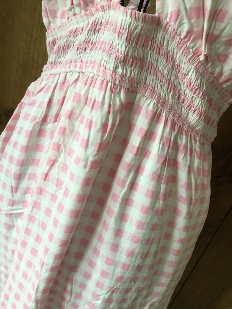 Pink Gingham Halter Dress