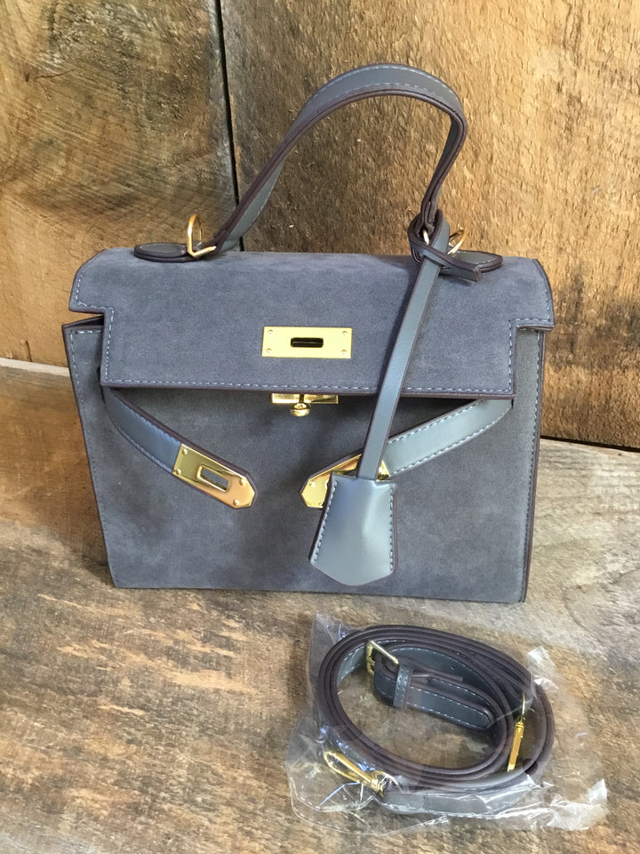 Gray Suede Handbag