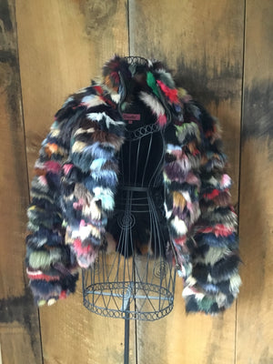 Multicolored Faux Fur Coat