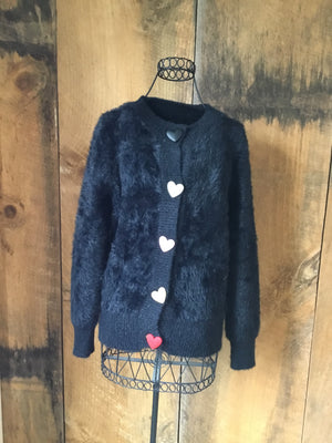 NWOT Fuzzy Cardigan Hearts