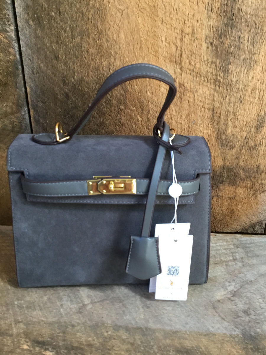 Gray Suede Handbag