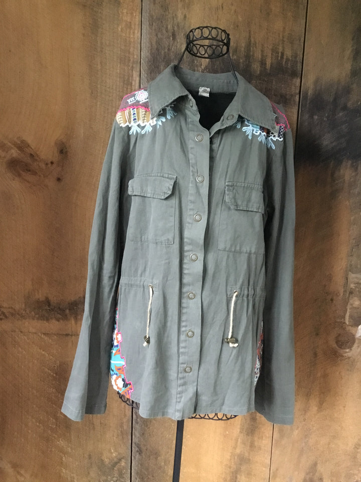 Army Bohemian Embroidered Shirt