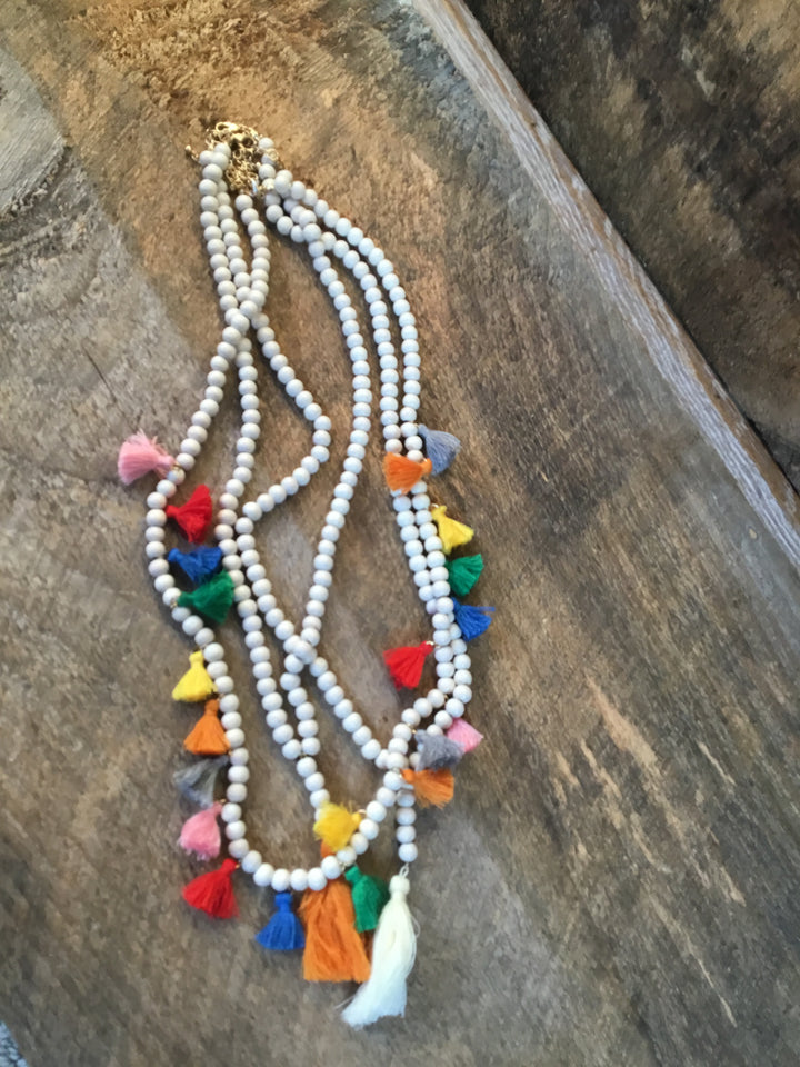 Pink Pineapple Tassel Necklace