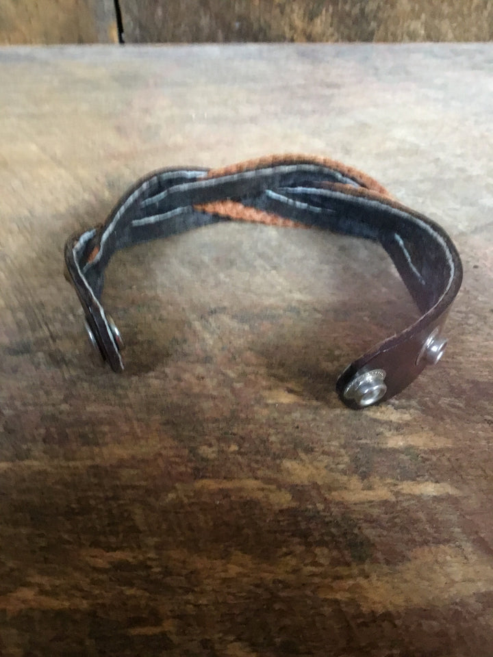 Brown & Tan Woven Leather Cuff