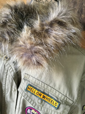 Upcycled Military Faux Fur Coat
