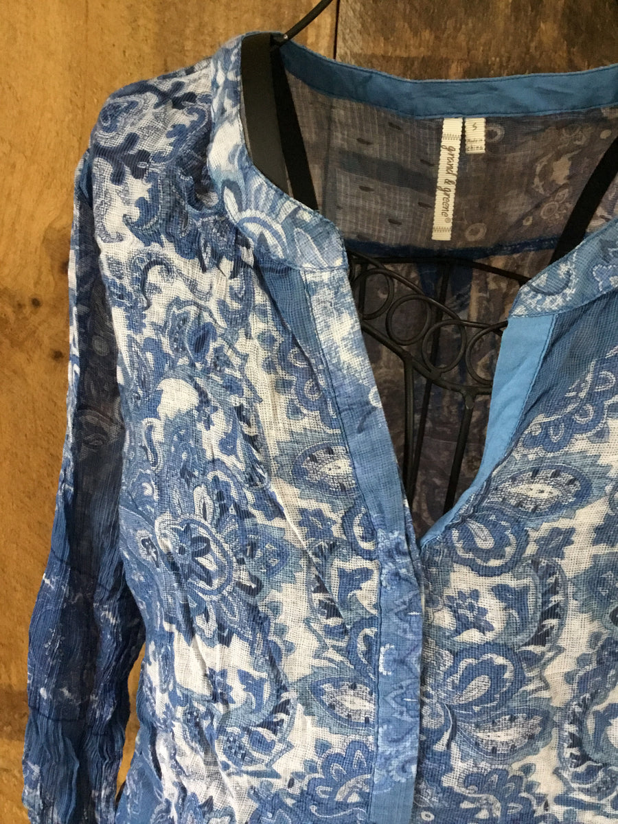 Blue Paisley Top