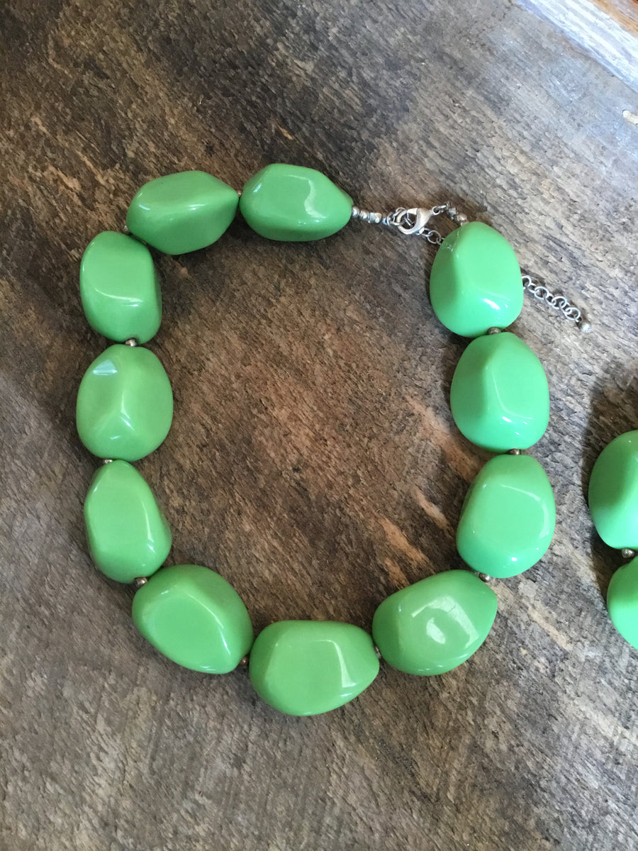 Lime Green Chunky Necklace Set