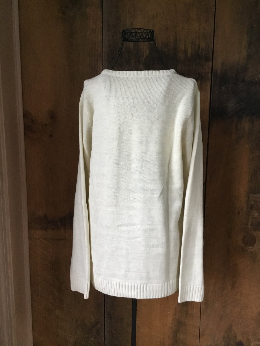 Ivory Sparkle Believe Sweater