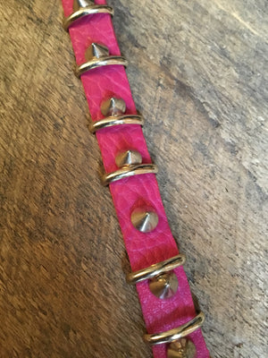 Pink Leather Stud Bracelet
