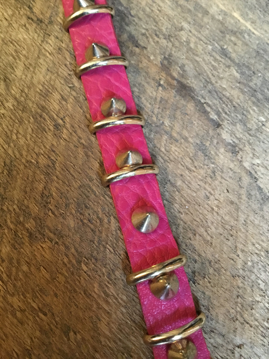 Pink Leather Stud Bracelet