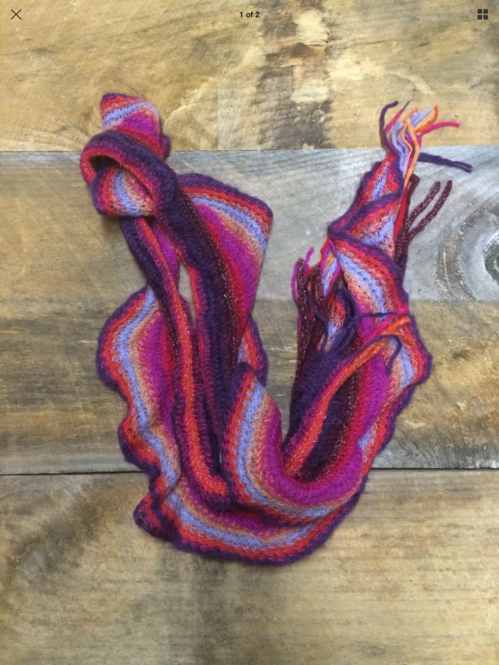 Multicolored Ruffled Fringe Scarf