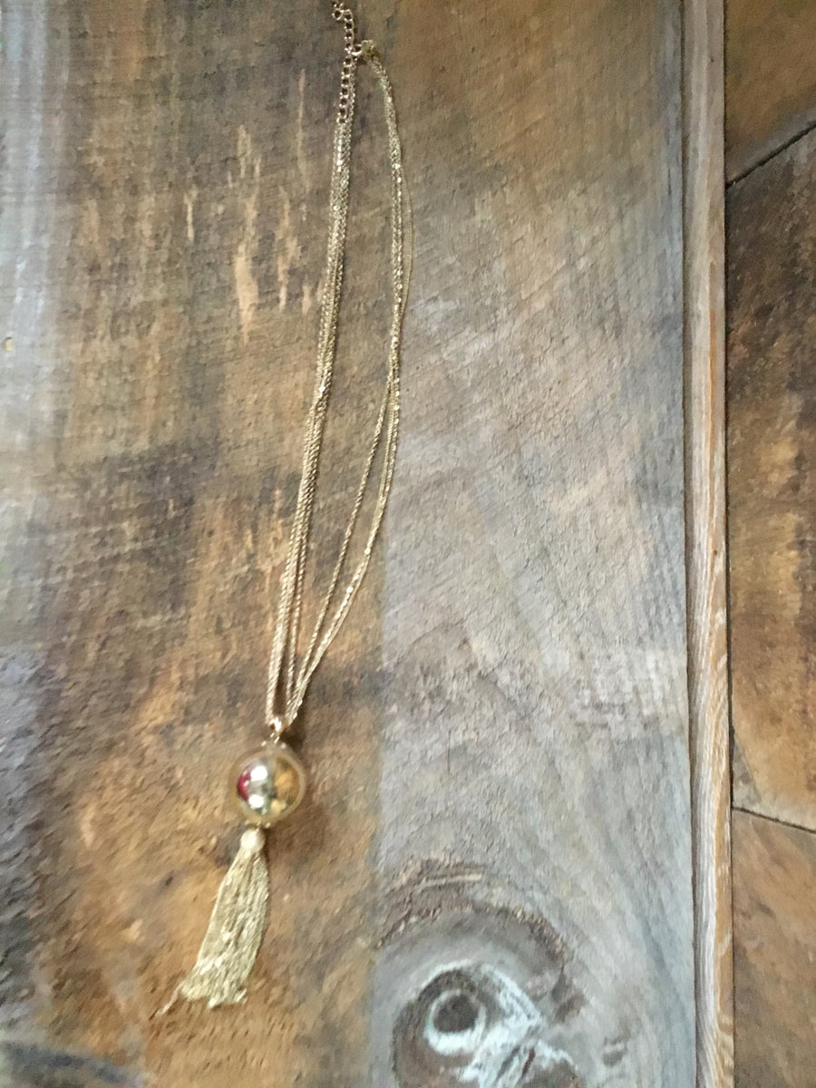Gold Ball Tassel Necklace