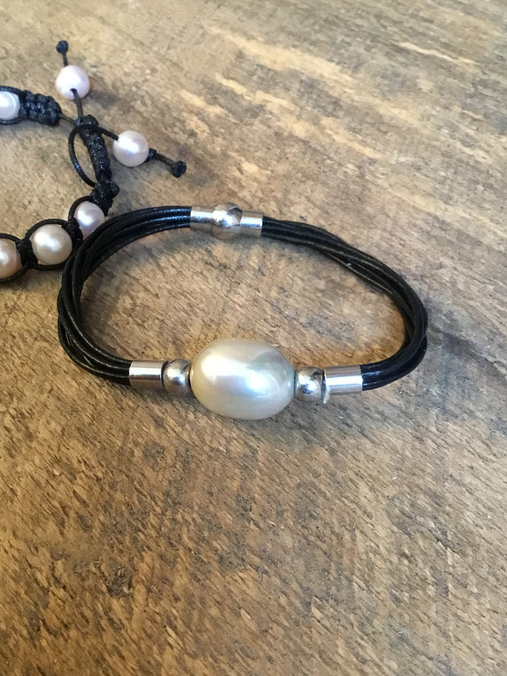 Lot (2) Black White Bracelets