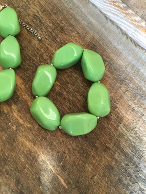 Lime Green Chunky Necklace Set