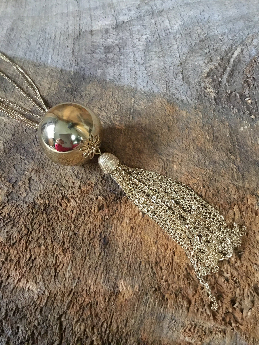Gold Ball Tassel Necklace
