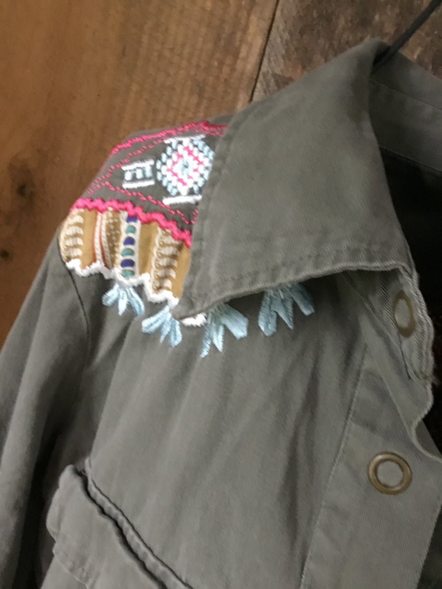 Army Bohemian Embroidered Shirt