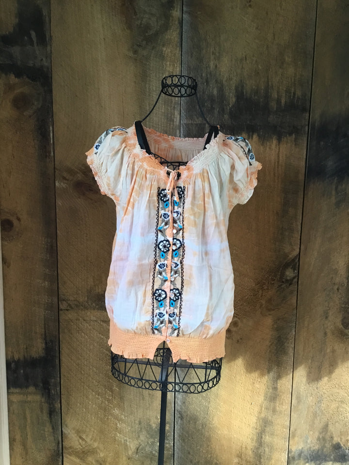 Tie Dye Peasant Top