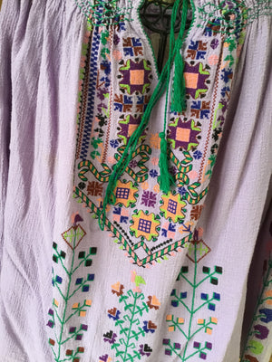 Purple Peasant Embroidered Top